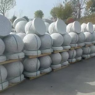 玉溪 白麻花岗岩石材圆球，石球，挡车球，隔离球，景观石球，风水球等