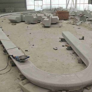 玉溪 芝麻白花岗岩弧形花坛石，坐凳石