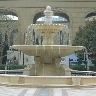 玉溪 黄金麻花岗岩异型加工——户外庭院石雕流水喷泉