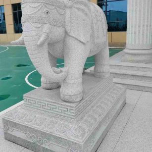 玉溪 白麻花岗岩动物异形石雕-大象