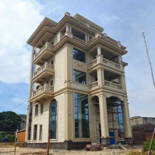 玉溪 黄金麻花岗岩石材别墅外墙干挂搭配（雕花栏杆花瓶柱门楼罗马柱）