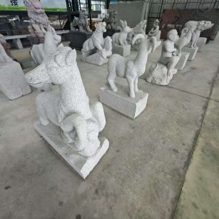 玉溪 芝麻白花岗岩造型立体雕刻——十二生肖
