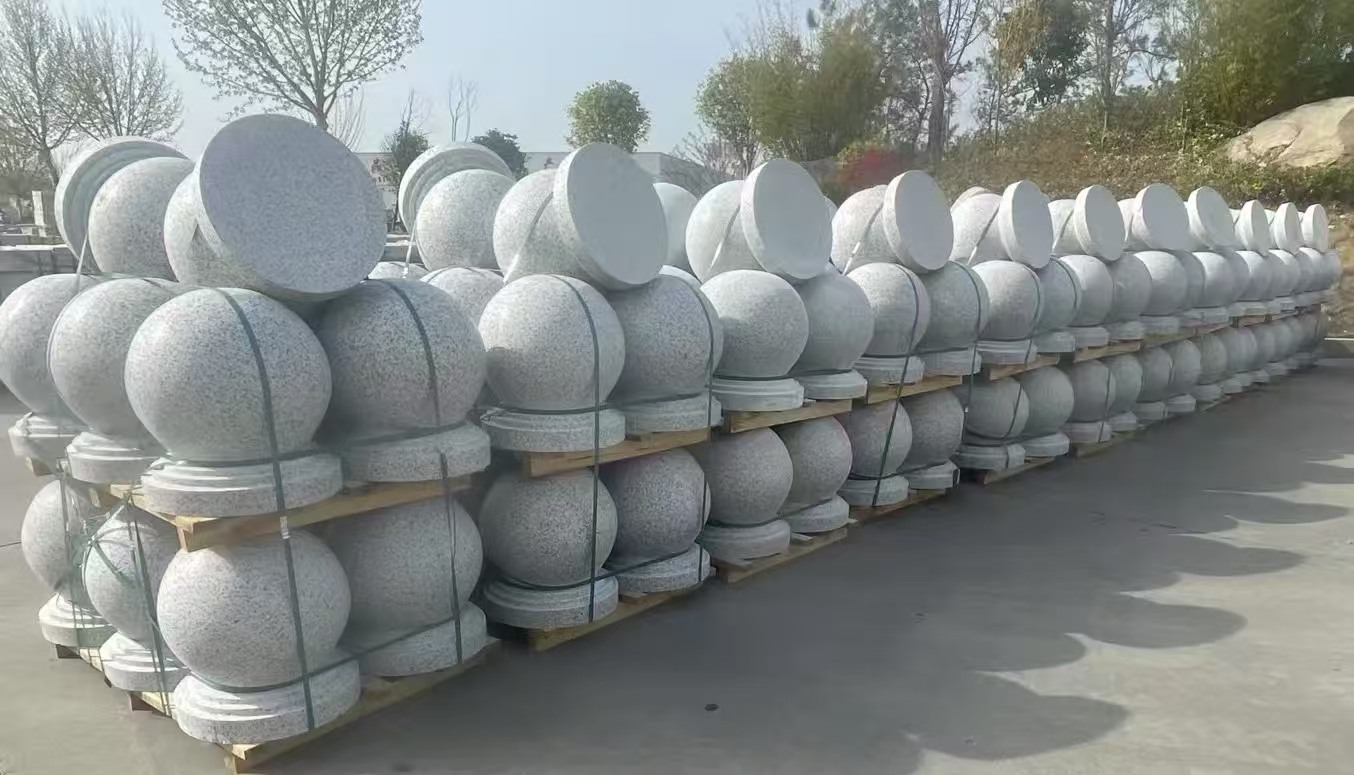 玉溪 白麻花岗岩石材圆球，石球，挡车球，隔离球，景观石球，风水球等